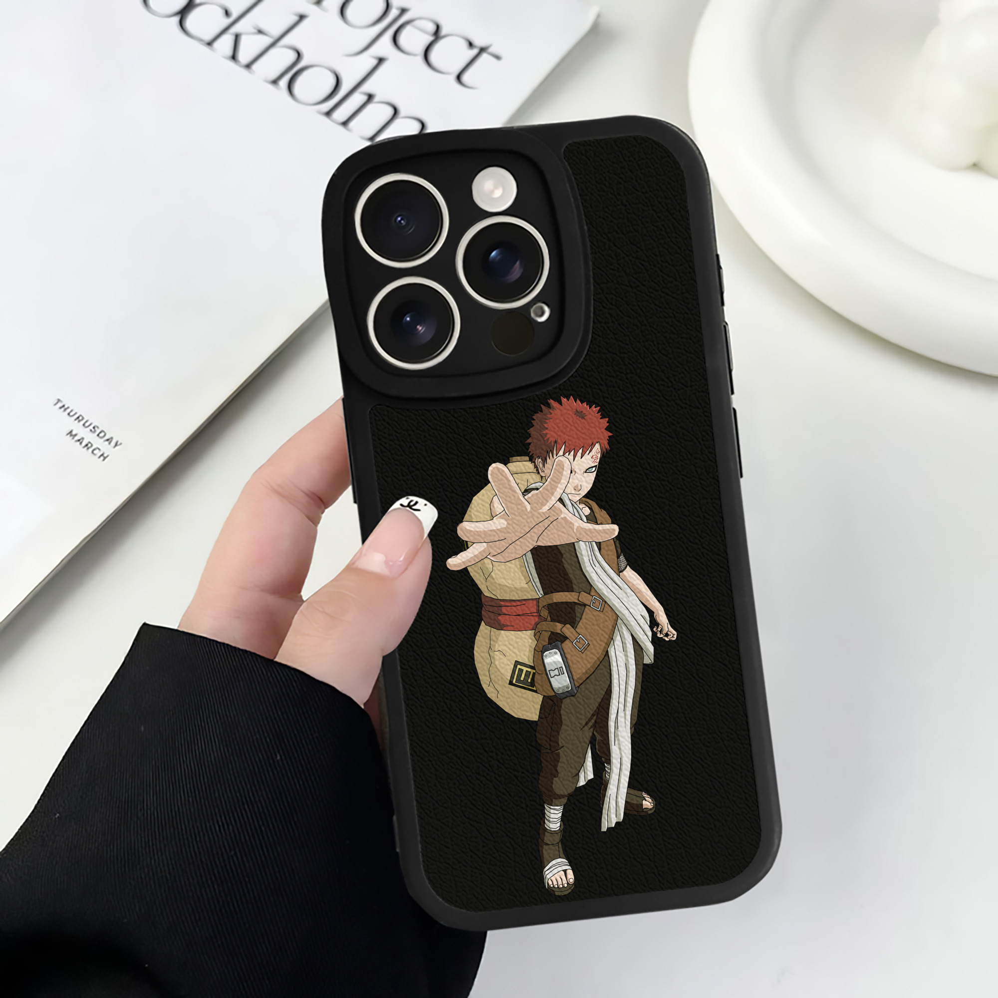 （画像用） NARUTO -ナルト- ガアラ Gaara 【iPhone 16シリーズ対応】シリコンスマホケース（レザー調） 材質：シリコン